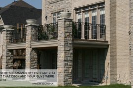 Deck Builder in Brooklin, Trex deck with stone pillars