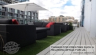 Image of a Trex deck using Gravelpath decking. This rooftop deck overlooks Toronto