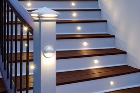 Image showing Trex deck lighting for deck stairs and railings