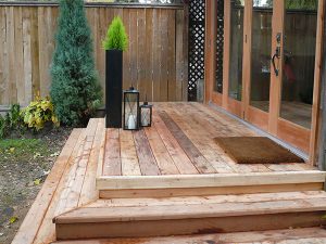 Cedar deck with wrap around steps