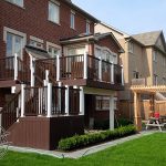 Custom cedar pergola and multilevel trex deck