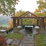 Cedar pergola with shade canvas