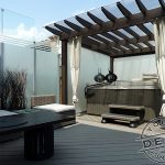 Frosted glass and cedar pergola