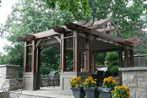 Custom pergola Image of a custom cedar dining pavillion