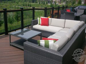 Upper Level Trex deck with glass railings constructed by Your Deck Company, Custom Deck Builder in Ajax